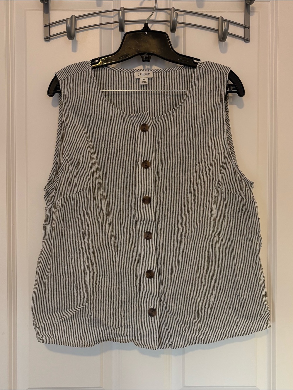J. Crew Striped Sleeveless Button-Front Tank